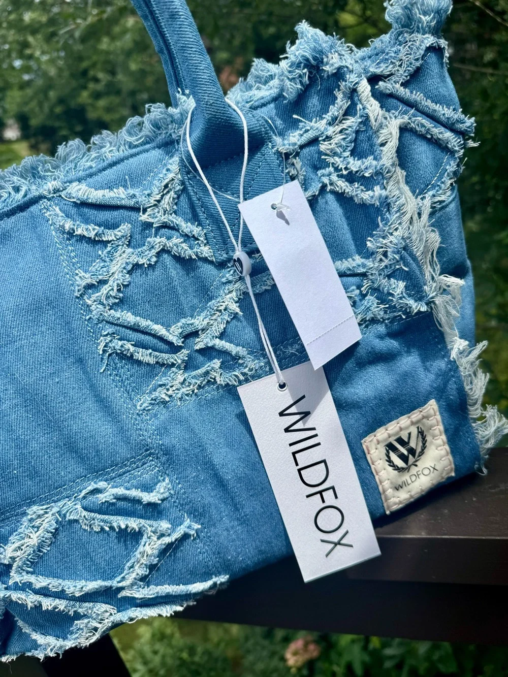 Wildfox Frayed Denim Tote Bag - Blue